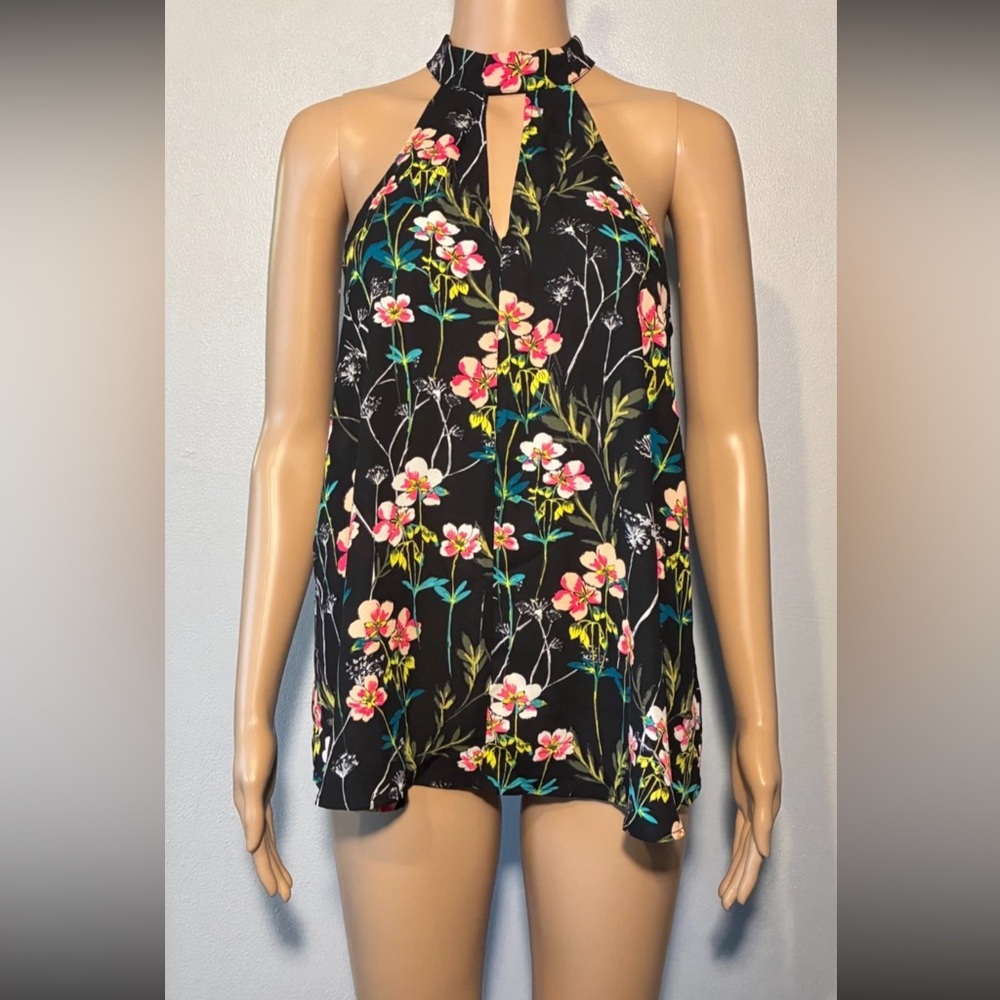 Express Black Floral Halter Neck Blouse